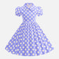Girls' Dress French Short Sleeve Polka Dot Dress Holiday Children'S Summer Dress Lapel Blouse Dresses Kids Vintage Dresses