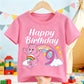 Care Bears Birthday Number T-shirt Children Tee Top Round Collar Clothing Kawaii Girls Short Sleeve Kids Cartoon Clothes Gift
