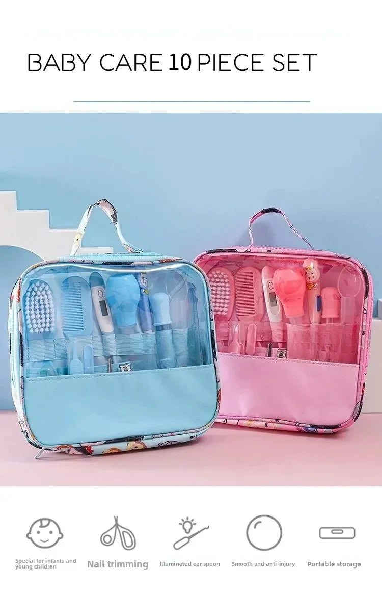10 Pcs Safe Baby Grooming Kit Newborn Nail Hair Care Set Portable Infant Healthcare Kit with Storage Bag for Travel Home