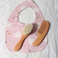 Baby Comb Brush Set Newborn Gift Set Natural Wool Beech Wooden Comb Baby Bib Pacifier Clip Kids Baby Hair Brush
