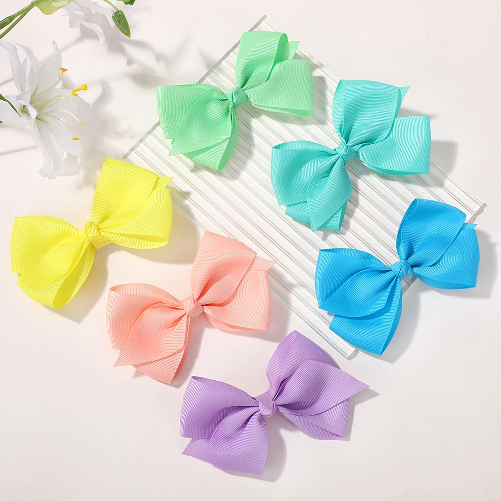 30pcs 4.5' Random Color Newborn Hair Bows Candy Color with Clip Baby Girls Handmade Hair Clip Hairgrips Baby Hair Accessories