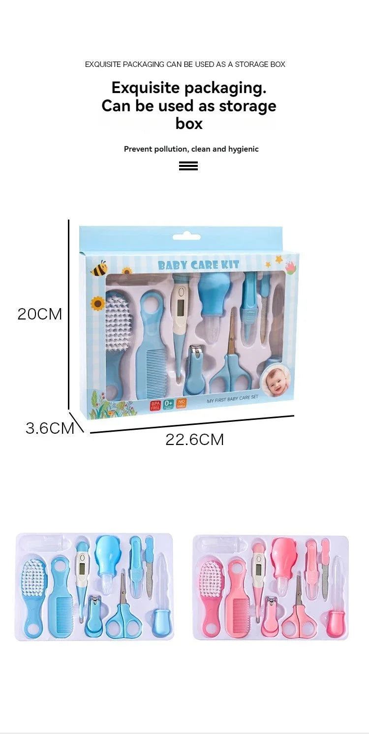 Hair Health Care Thermometer Grooming Brush Clipper Teether Toothbrush Kit Baby Essentials 10PCS Baby Nail Trimmer Care Set Kid