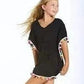 Stella Cove - black cover up poncho with multicolor pom poms for girls