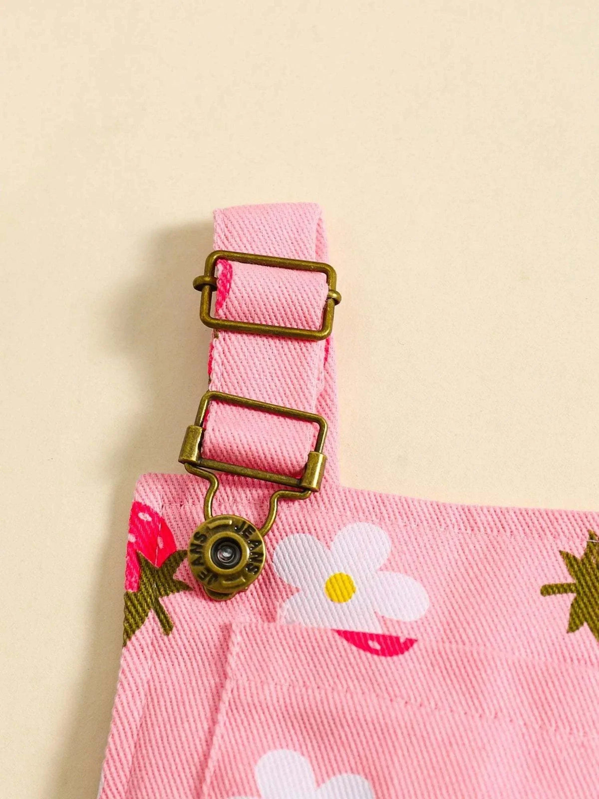 Strawberry Print Denim Overalls