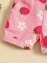 Strawberry Print Denim Overalls