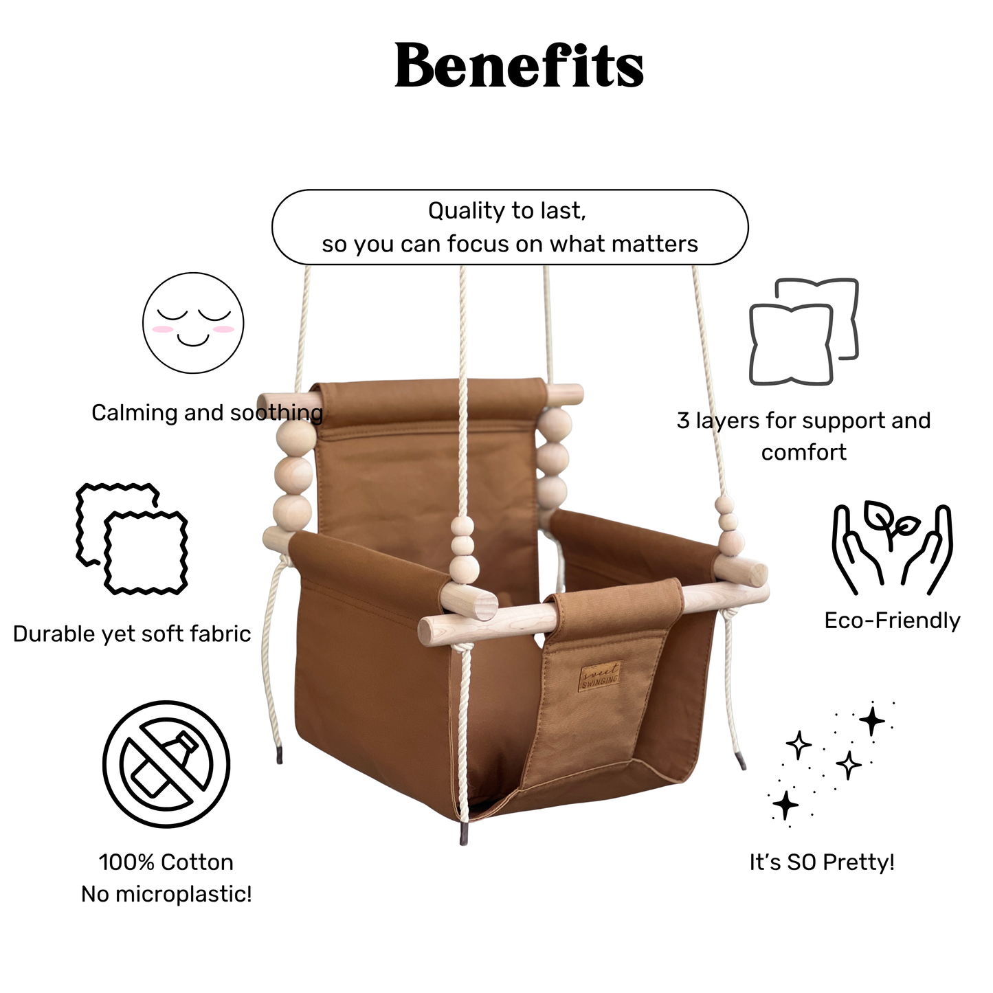 Organic Cotton Indoor High Back Baby & Toddler Swing-Toffee