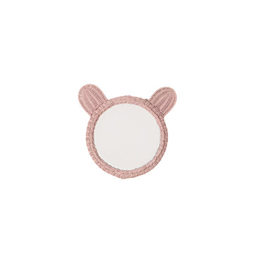 Kids Pink Rattan Teddy Bear Wall Mirror – Baby Girl Nursery & Kids Room Décor Gift