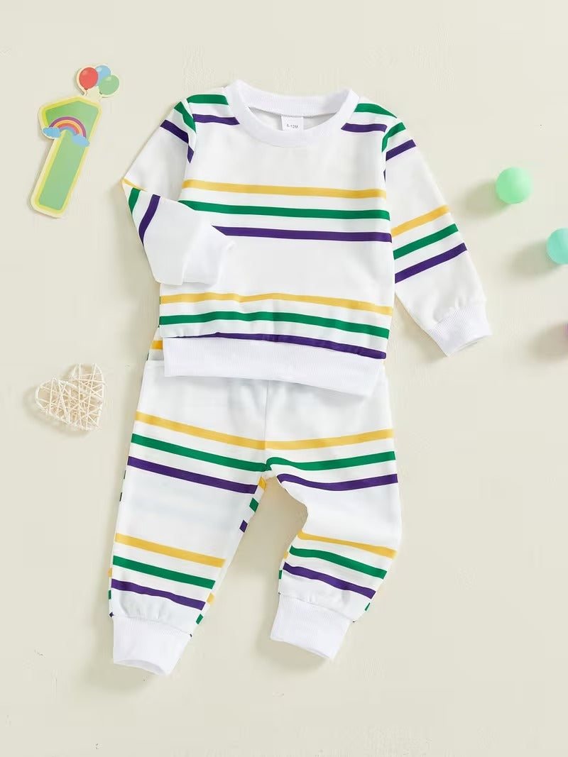 Toddler Mardi Gras Stripes Two-Piece Set