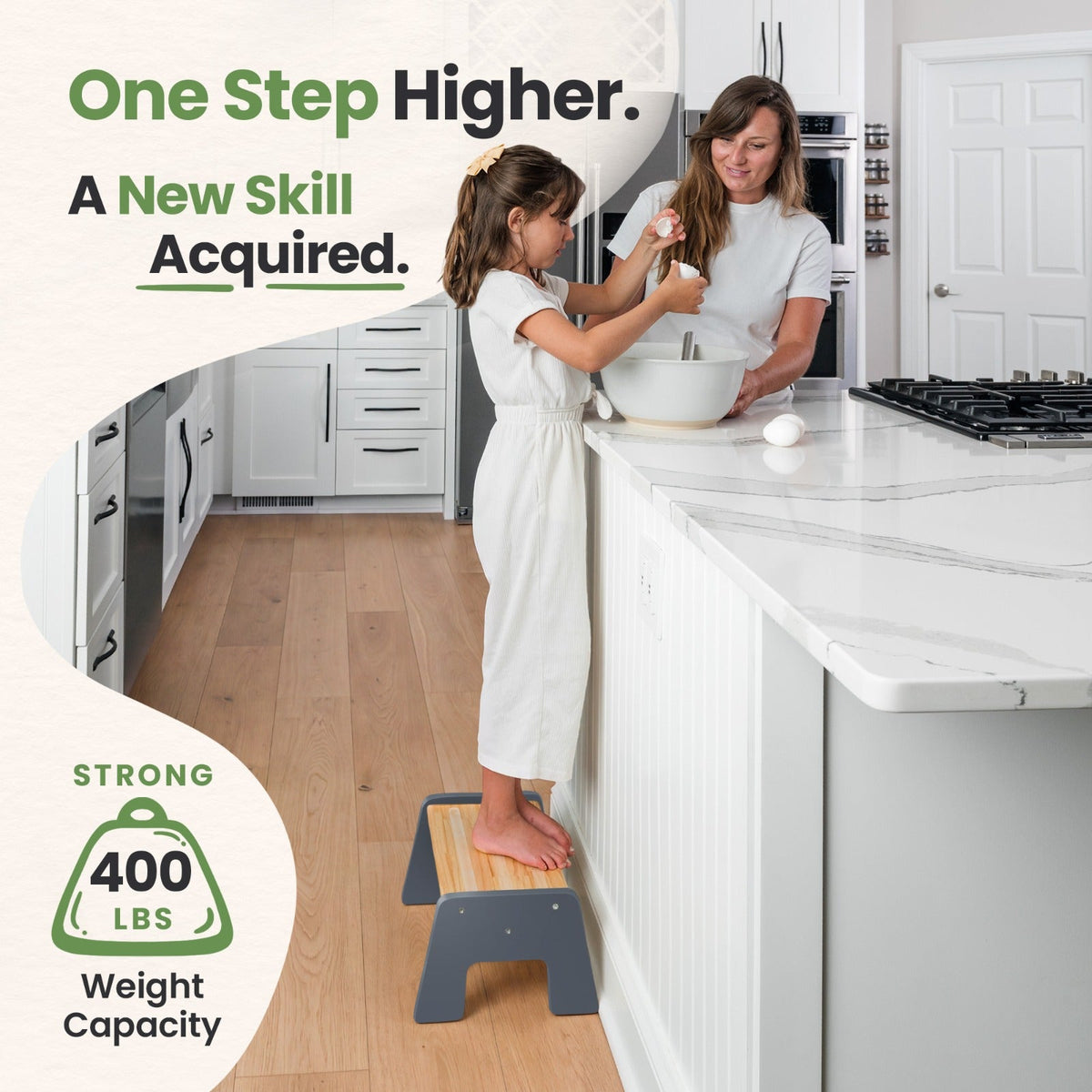 1-Step Wooden Stool for Kids(Multi-Purpose Step Stool for Kitchen, Bath, and Potty Training)