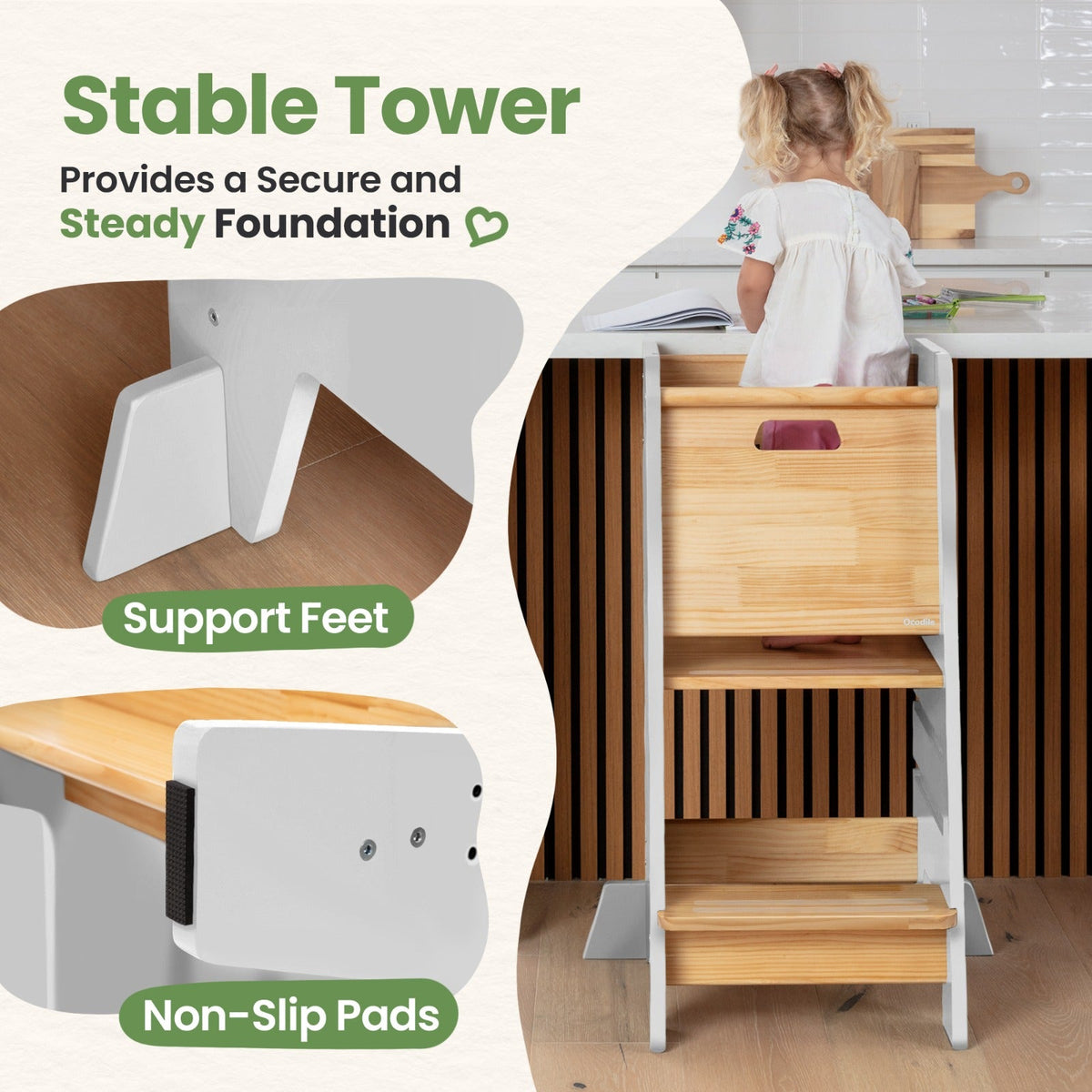 Standing Toddler Tower with Sliding Safety Door