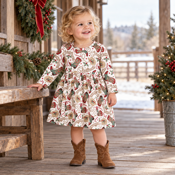 Western Christmas Girls Dress – Soft Bamboo Holiday Style