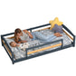 Twin Size Montessori-Inspired Floor Bed with Safety Guardrails for Kids