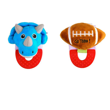 Wristy Buddy Pack of 2 Baby Teethers – Dinosaur & Football