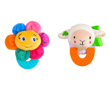 Wristy Buddy Pack of 2 Baby Teethers – Flower & Lamb