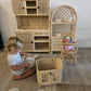 Montessori-Style Rattan Play Kitchen | Natural Pretend Play Station with Storage