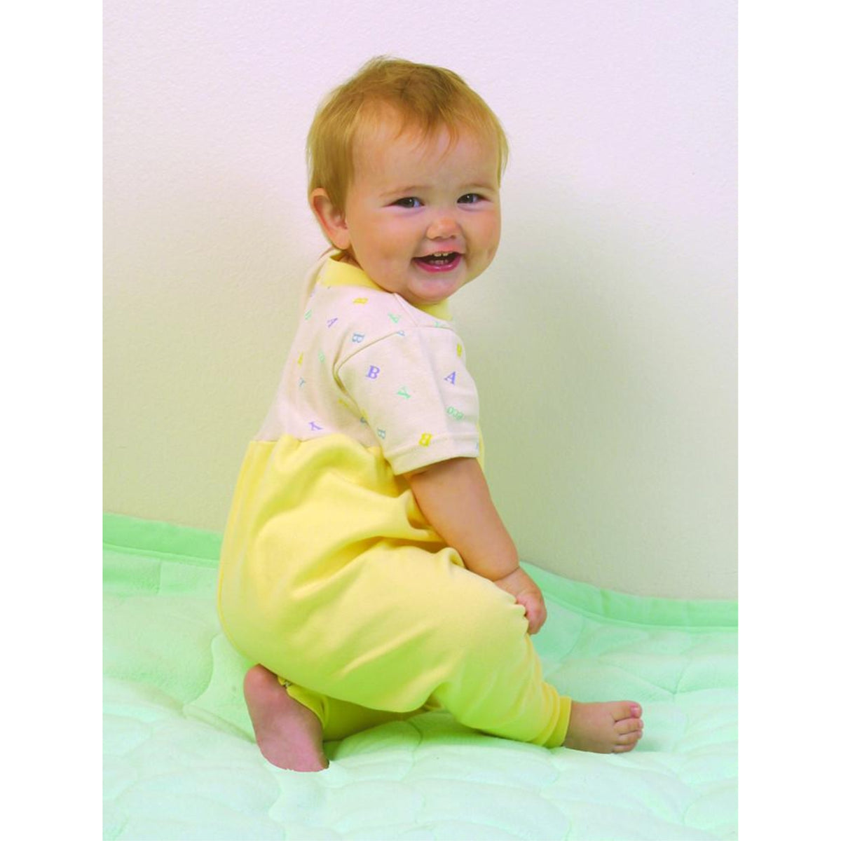 Organic Cotton Zip Crotch Easy Change Jumpsuits  Yellow 1218M