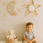 Rattan Moon Wall Mirror – Boho Space & Mystical Kids Room Decor