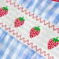 Rylee Faith Designs - Baby Boys Summer Strawberry Embroidered Smocked Romper