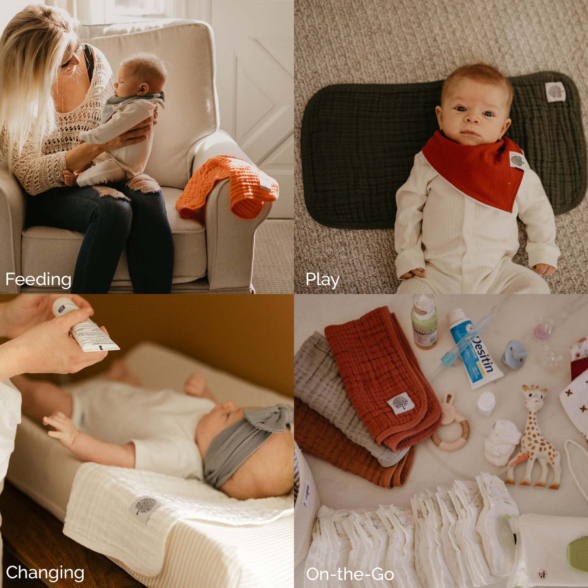 Dune Set - Muslin Burp Cloths (4 Pack)