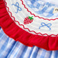 Rylee Faith Designs - Girls Summer Strawberry Bow Embroidered Smocked Dress