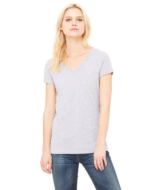 Ladies Jersey Short-Sleeve V-Neck T-Shirt - Dark Gry Heather - S(D0102H78Ig6) –