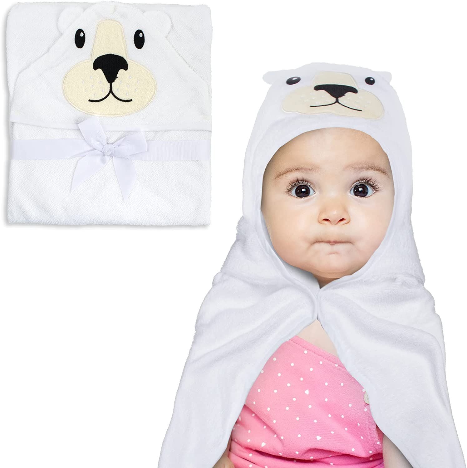 Purevacy Kids Hooded Towel With Elephant Face Large Child Blanket With Pink Ears For Girls Soft Cotton Gift For Newborns Infants