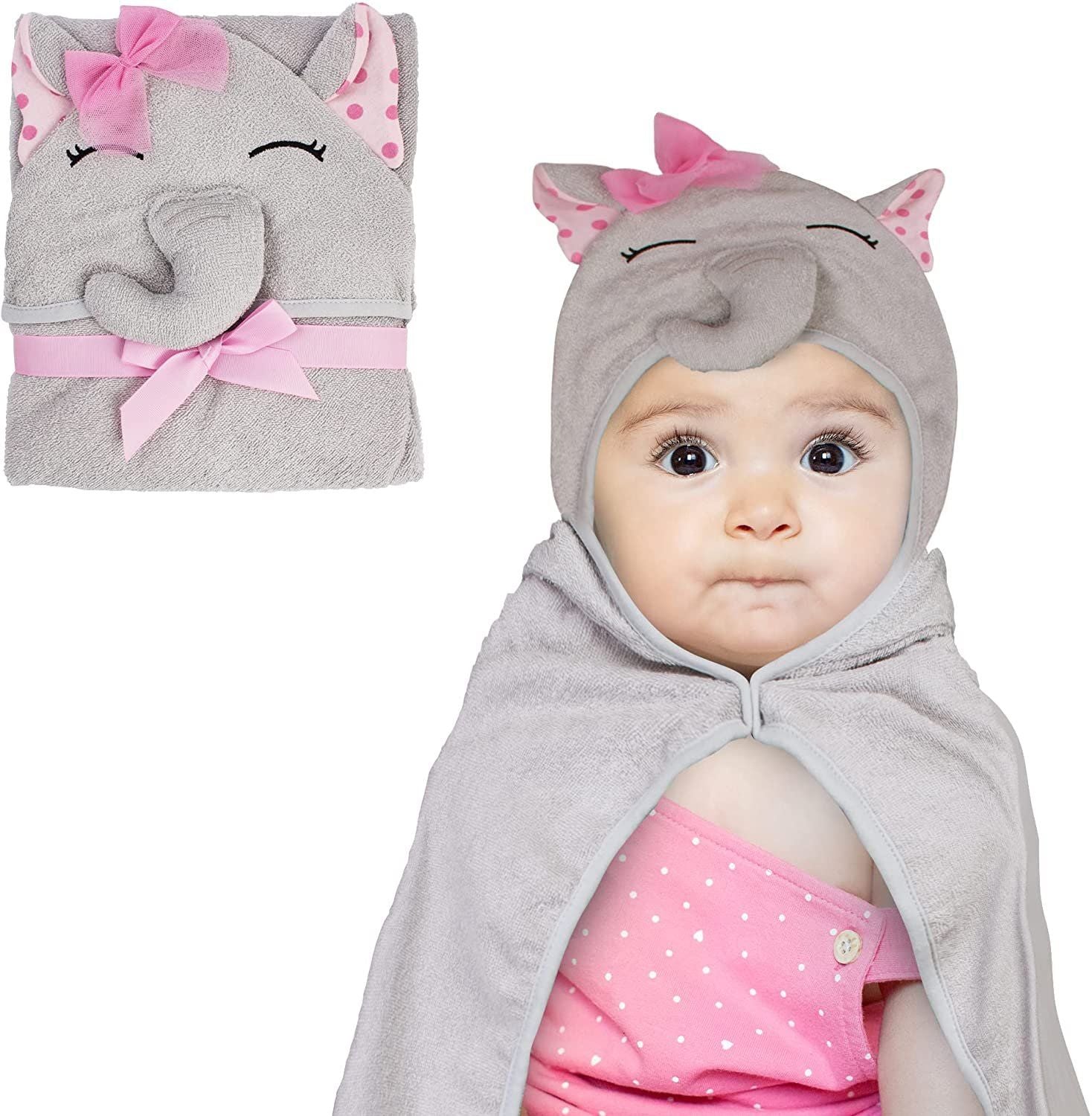 Purevacy Kids Hooded Towel With Elephant Face Large Child Blanket With Big Ears WBCBBB09LZ5SSX8