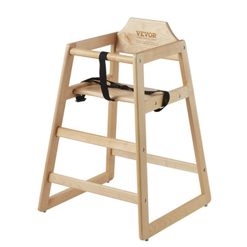 Vevor Wooden High Chair For Babies & Toddlers, Double Solid Wood Feeding Chair, Eat & Grow Portable High Chair, Easy To Clean Ba