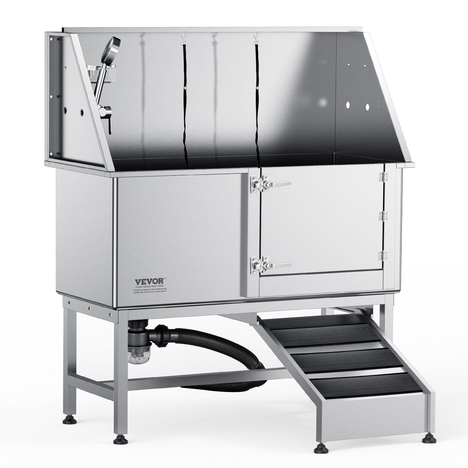 Vevor 62' Pet Dog Bathing Station W/Ramp, Professional Stainless Steel Dog Grooming Tub W/ Soap Box, Faucet,Rich Accessory,Bath