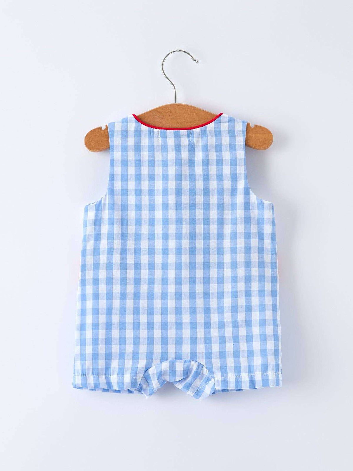 Rylee Faith Designs - Baby Boys Summer Strawberry Embroidered Smocked Romper