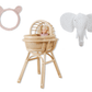 Lullaby Rattan Doll Bassinet with Stand – Handwoven Toy Cradle for Pretend Play