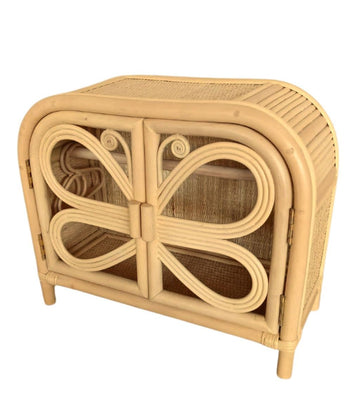 Rattan Doll Clothes Wardrobe | Boho Butterfly Dresser for Kids | Eco-Friendly Nursery Decor