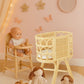 Rattan Doll Crib – Handmade Wicker Doll Bed, Boho Montessori Toy Bassinet for Girls