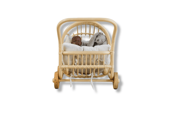 Rattan Doll Stroller – Handmade Boho Doll Pram for Imaginative Play