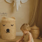 Rattan Bear Hamper Basket | Kids Toy Storage & Nursery Laundry Basket