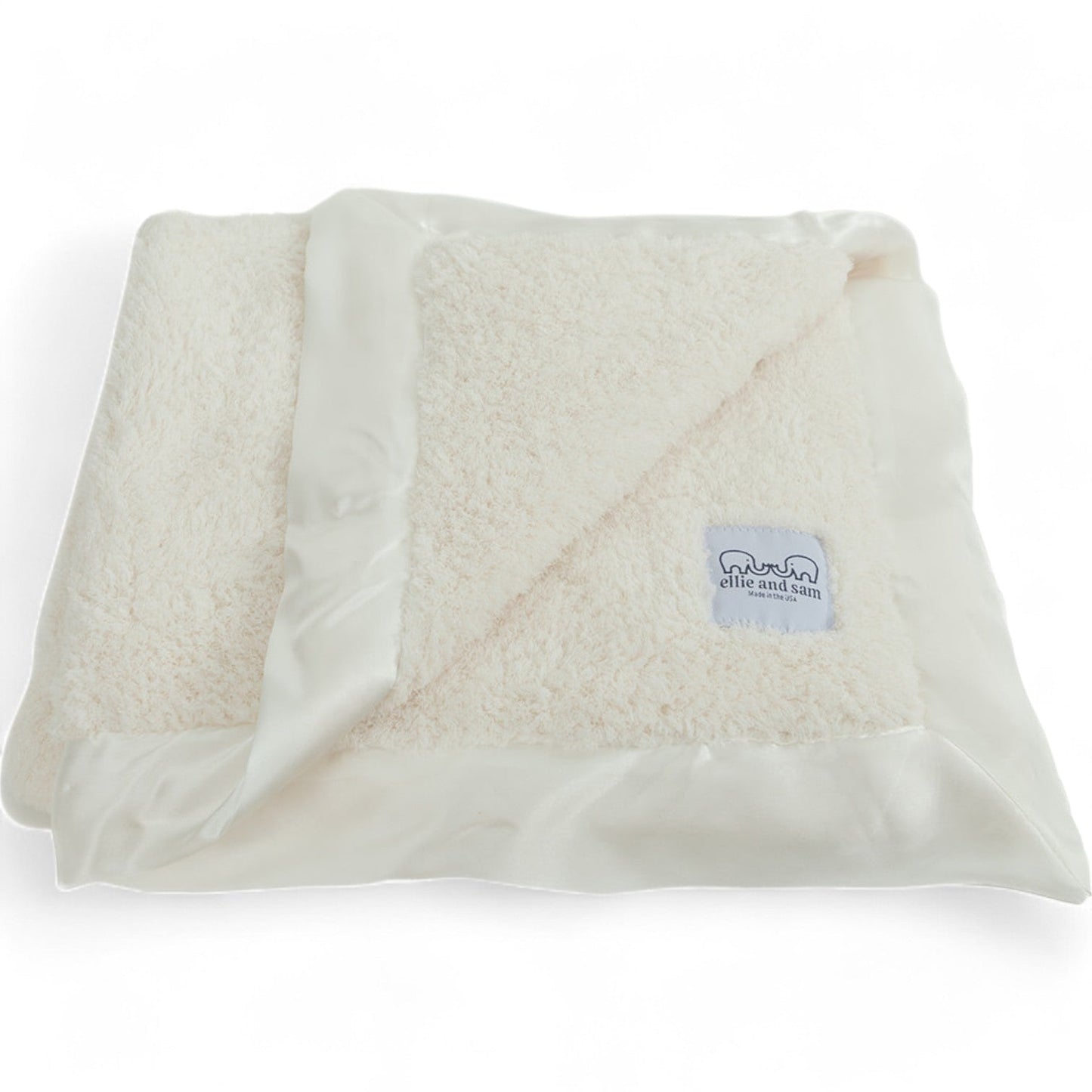 Classic Baby Blanket with Satin Trim in Chenille Cozy, Ivory