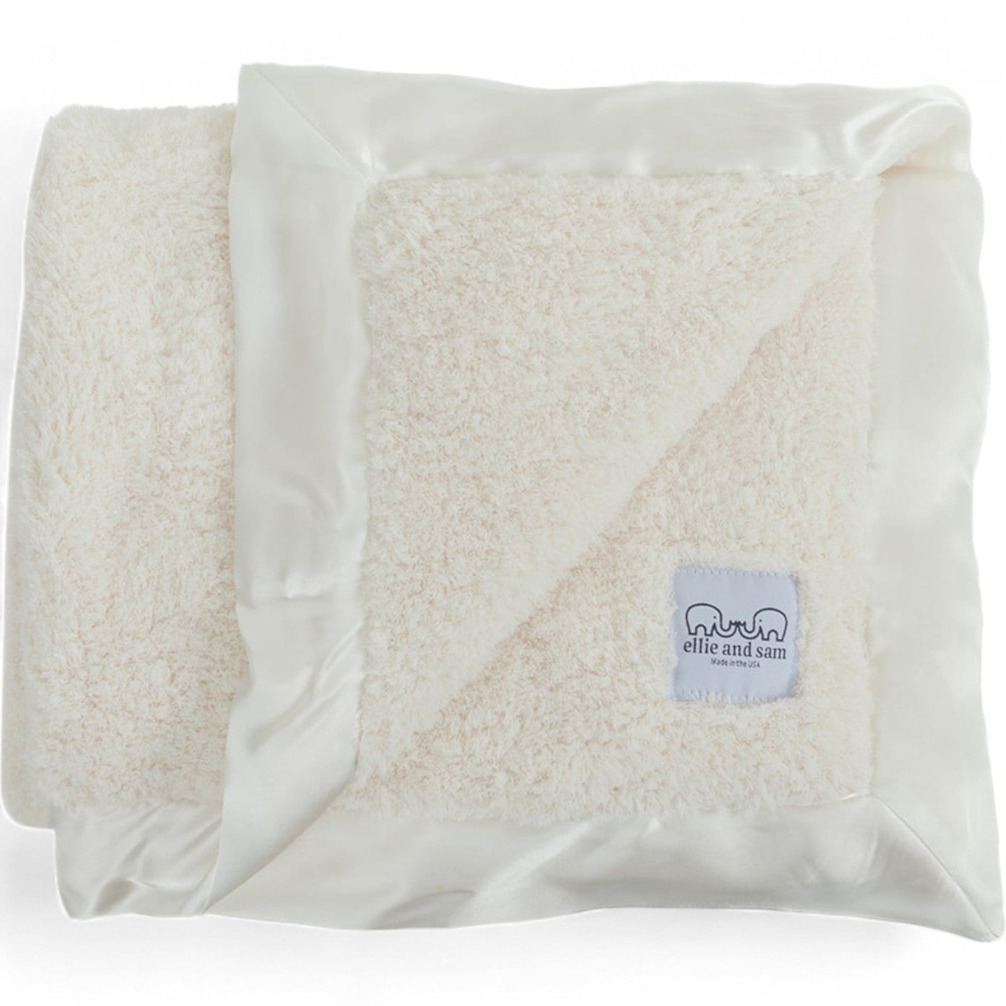Classic Baby Blanket with Satin Trim in Chenille Cozy, Ivory