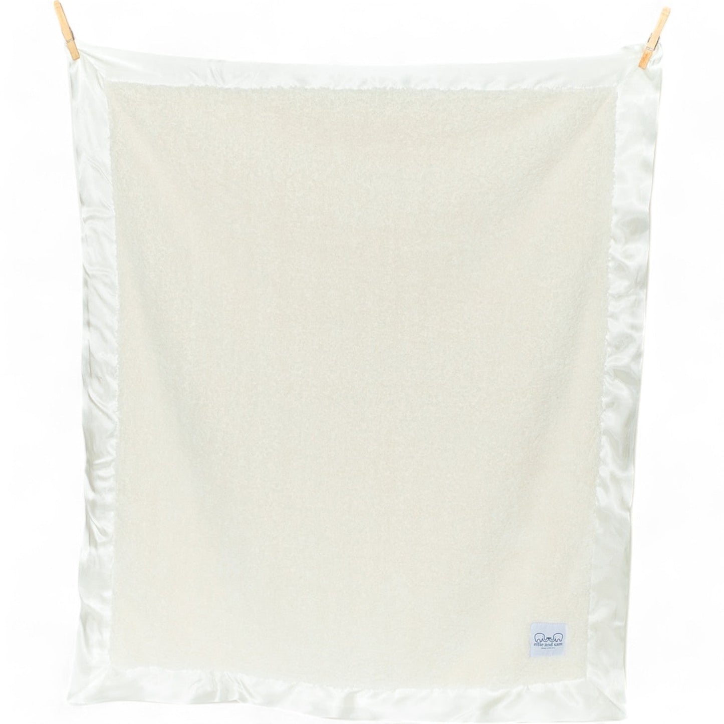 Classic Baby Blanket with Satin Trim in Chenille Cozy, Ivory