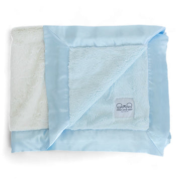 Luxury Duo Baby Blanket with Satin Trim in Luxe Plush, Blue - Ivory