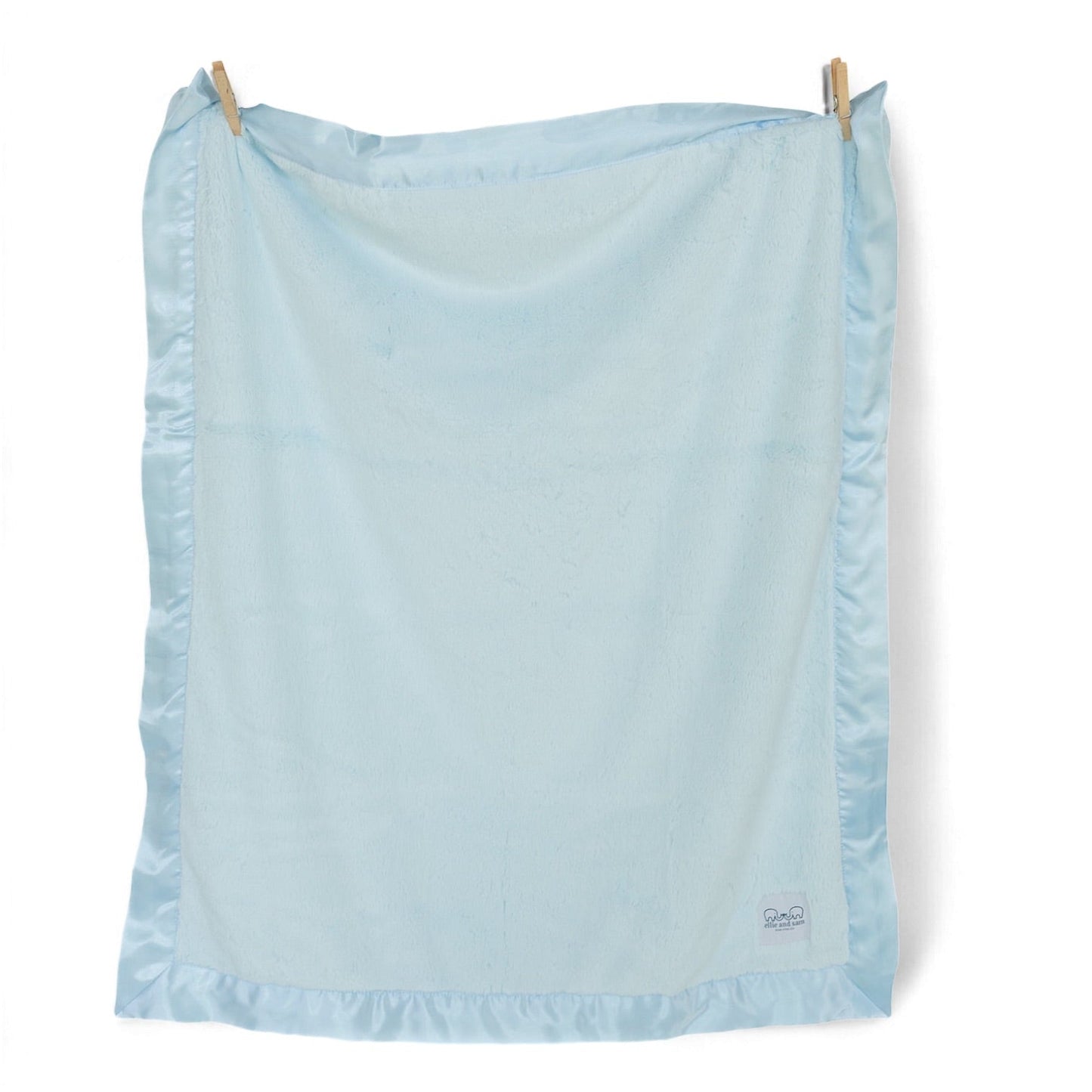 Luxury Duo Baby Blanket with Satin Trim in Luxe Plush, Blue - Ivory