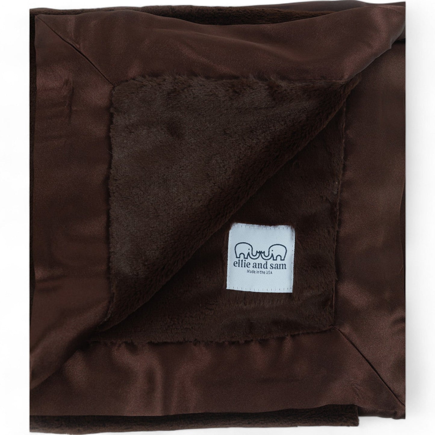 Luxury Baby Blanket with Satin Trim in Luxe Plush, Chocolate