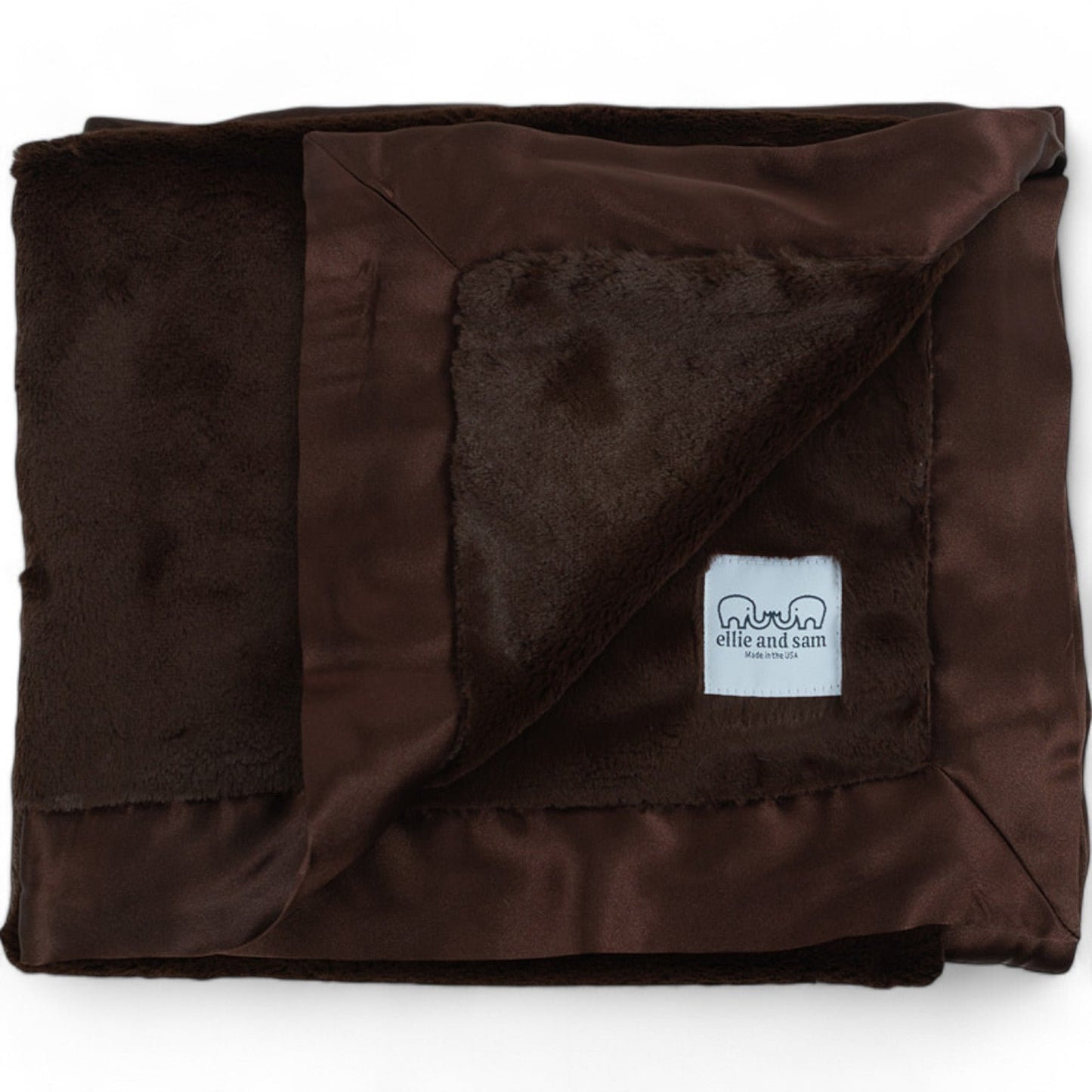 Luxury Baby Blanket with Satin Trim in Luxe Plush, Chocolate