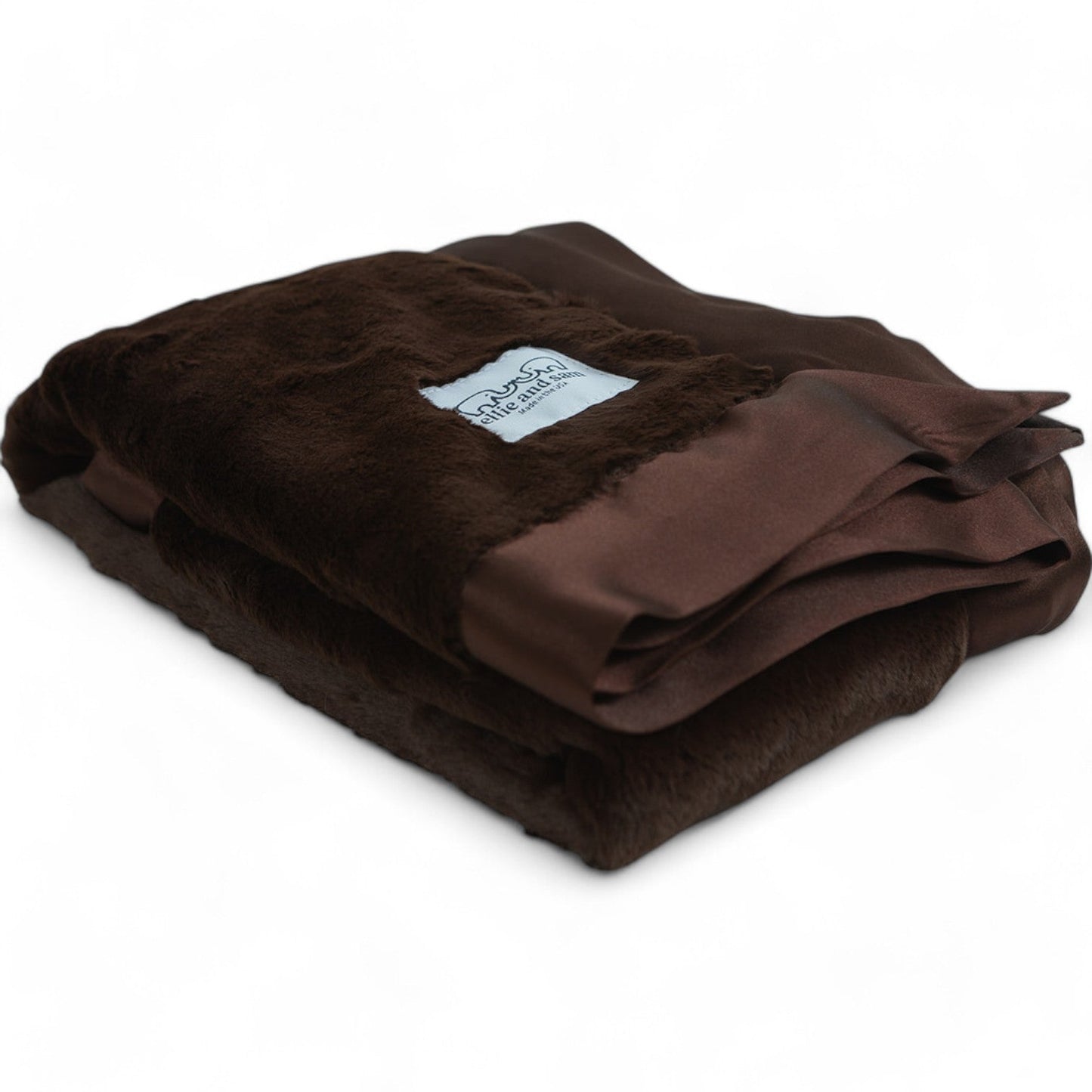 Luxury Baby Blanket with Satin Trim in Luxe Plush, Chocolate