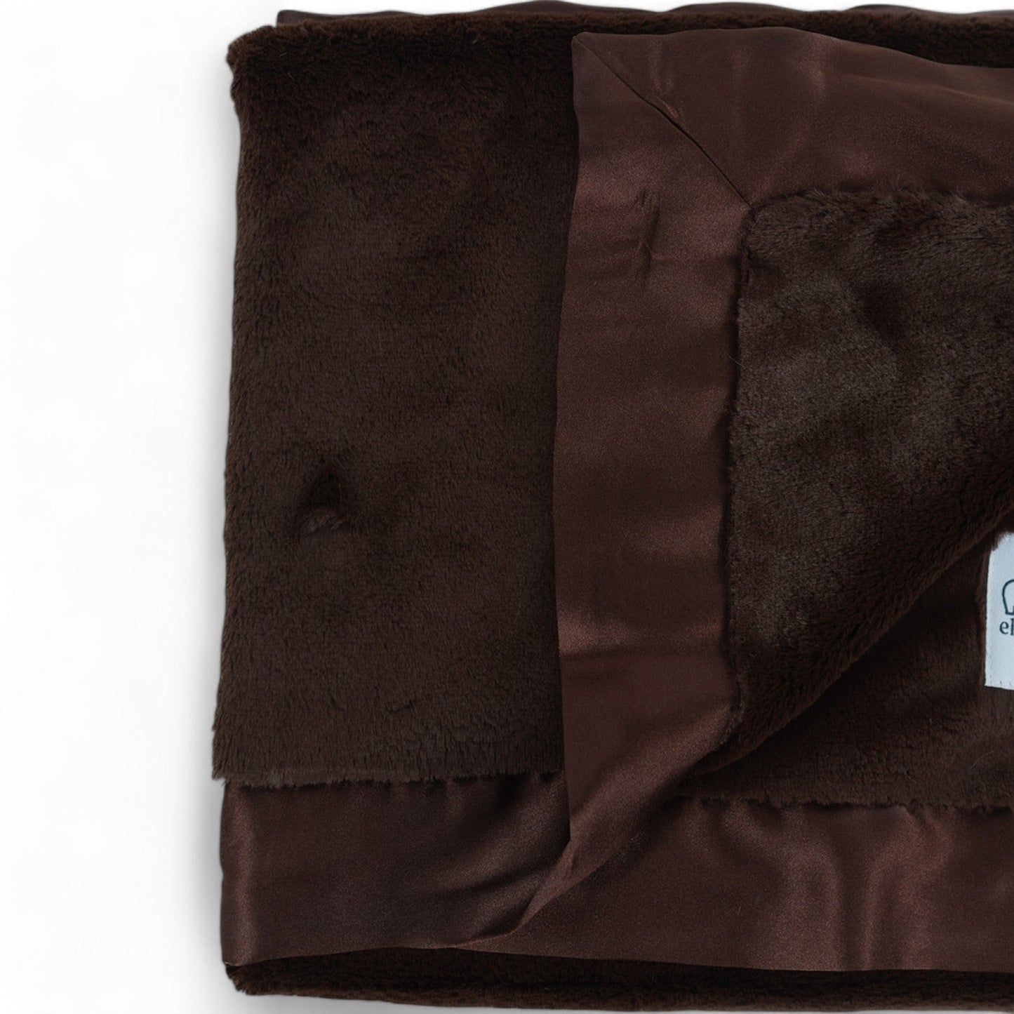 Luxury Baby Blanket with Satin Trim in Luxe Plush, Chocolate
