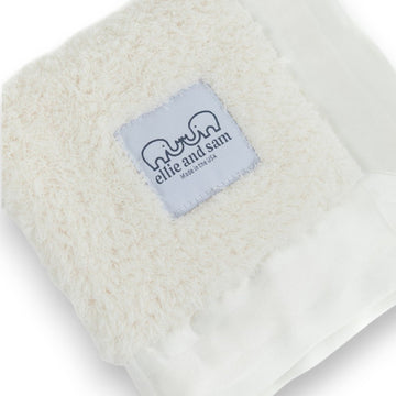 Classic Baby Lovey with Satin Trim in Chenille Cozy, Ivory