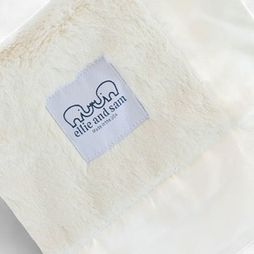 Luxury Baby Lovey with Satin Trim in Luxe Plush, Ivory