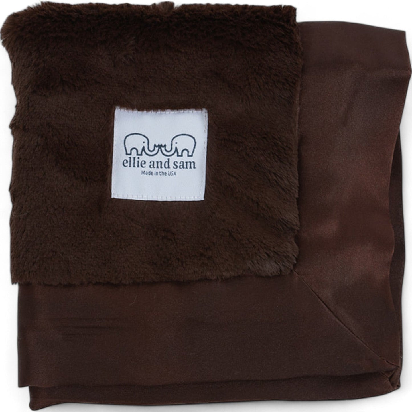Luxury Baby Lovey with Satin Trim in Luxe Plush, Chocolate