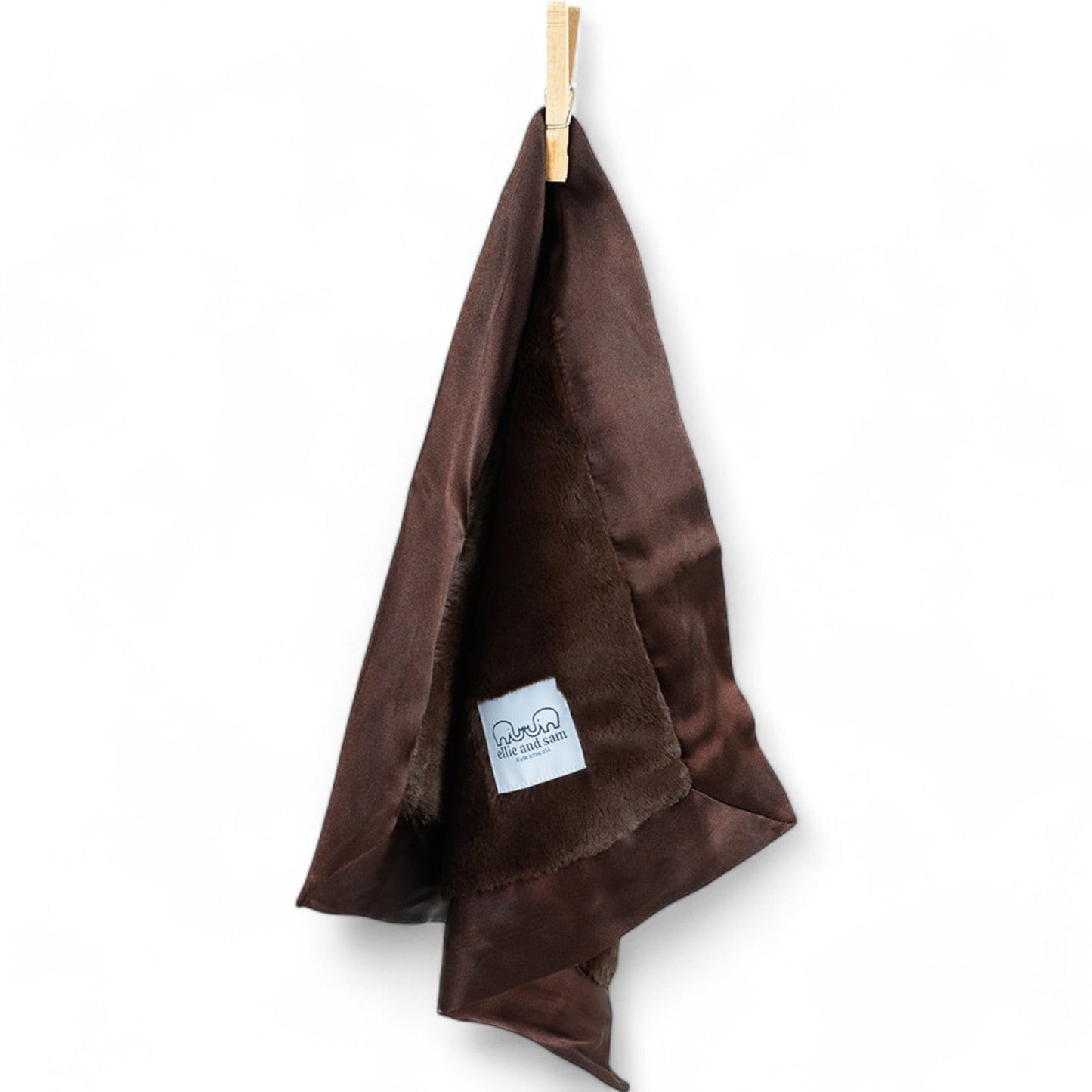 Luxury Baby Lovey with Satin Trim in Luxe Plush, Chocolate