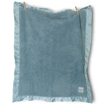 Classic Baby Blanket with Satin Trim in Chenille Cozy, Powder Blue
