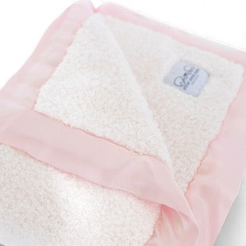 Classic Baby Blanket with Satin Trim in Chenille Cozy, Pink